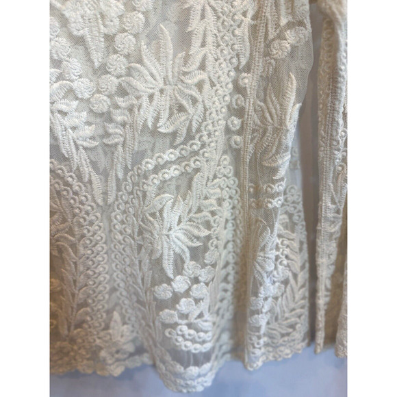 VTG Womens Lace Coquette Express Top Size S Embroidered Floral Dainty Feminine - Picture 6 of 16